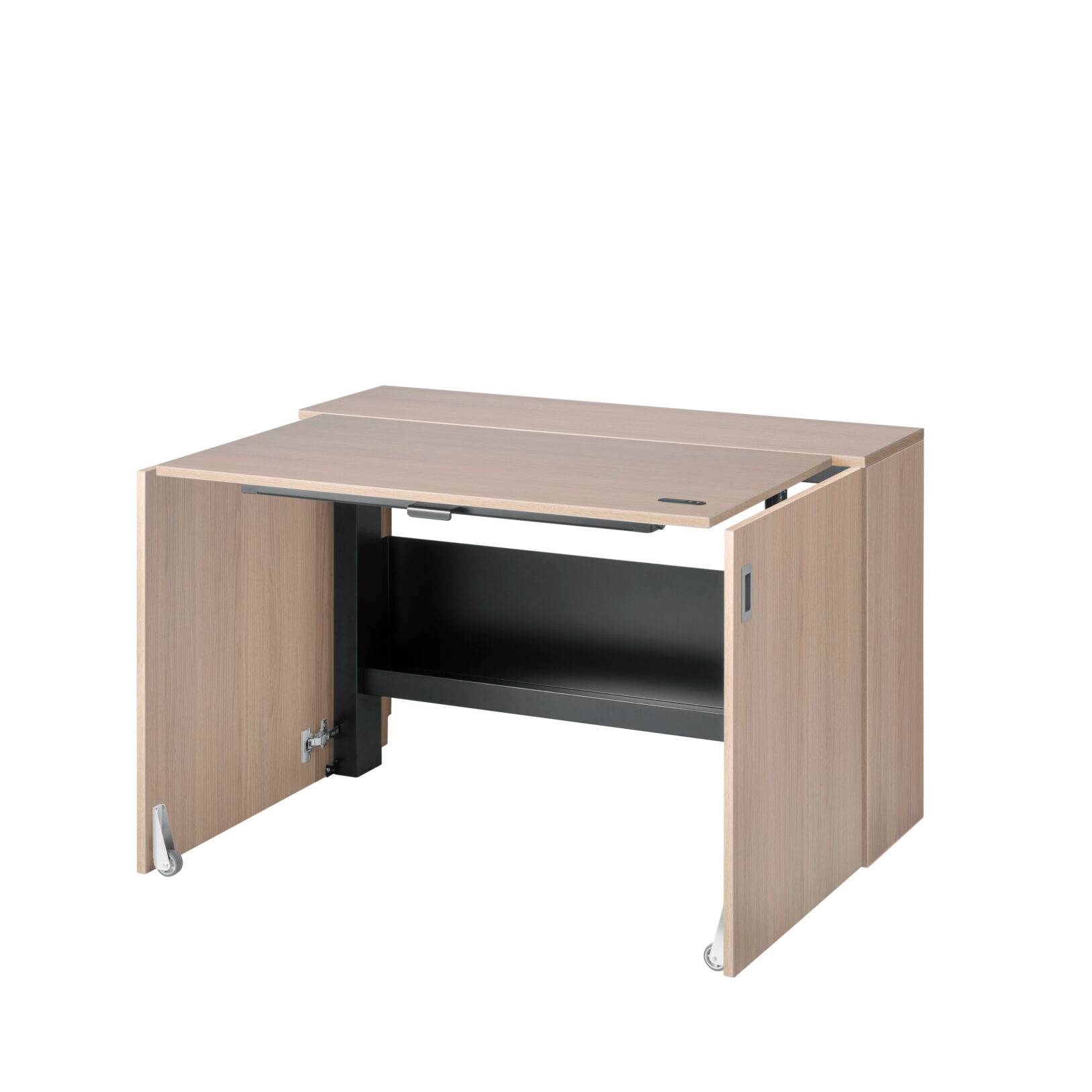 Bureau met boven- en onderplank, ideaal voor een flexibele thuiswerkplek.